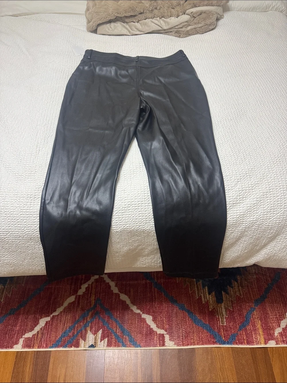 Halogen Black Faux Leather Straight-Leg Pants
